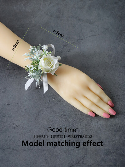 GT Silk Corsages Στολισμός Γάμου Γάμος Τριαντάφυλλο Καρπό Κορσάζ Καρφίτσα Μπουτονιέρα Λουλούδια για Παιώνιες μαργαρίτες Angel White