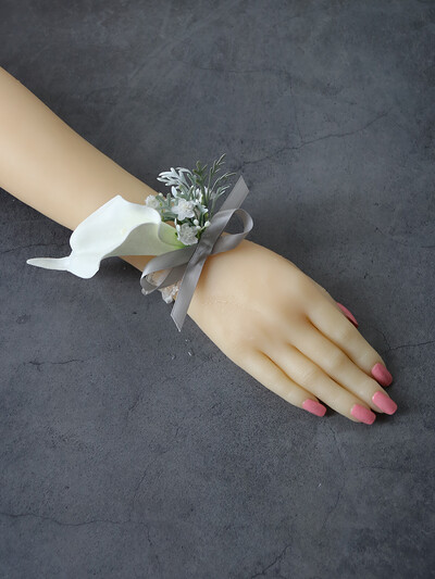 GT Silk Corsages Στολισμός Γάμου Γάμος Τριαντάφυλλο Καρπό Κορσάζ Καρφίτσα Μπουτονιέρα Λουλούδια για Παιώνιες μαργαρίτες Angel White