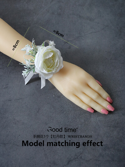 GT Silk Corsages Στολισμός Γάμου Γάμος Τριαντάφυλλο Καρπό Κορσάζ Καρφίτσα Μπουτονιέρα Λουλούδια για Παιώνιες μαργαρίτες Angel White