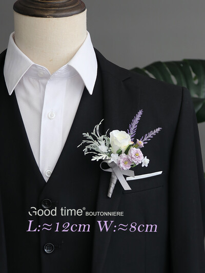 GT Silk Corsages Στολισμός Γάμου Γάμος Τριαντάφυλλο Καρπό Κορσάζ Καρφίτσα Μπουτονιέρα Λουλούδια για Παιώνιες μαργαρίτες Angel White