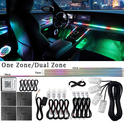 18 в 1 Atmosphere Lamp Kit RGB Symphony Streamer 213 цветна акрилна лента Rainbow Led Автомобилно околно осветление 12V Една зона Двузонова