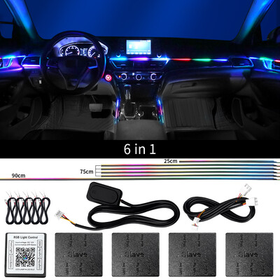 Κιτ λαμπτήρων ατμόσφαιρας 18 σε 1 RGB Symphony Streamer 213 Color Acrylic Strip Rainbow Led Car Ambient Lights 12V One Zone Dual Zone