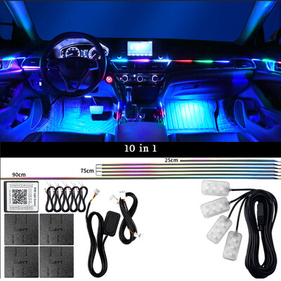 Κιτ λαμπτήρων ατμόσφαιρας 18 σε 1 RGB Symphony Streamer 213 Color Acrylic Strip Rainbow Led Car Ambient Lights 12V One Zone Dual Zone