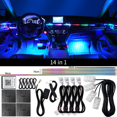 Κιτ λαμπτήρων ατμόσφαιρας 18 σε 1 RGB Symphony Streamer 213 Color Acrylic Strip Rainbow Led Car Ambient Lights 12V One Zone Dual Zone