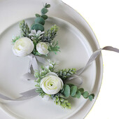 Κορσάζ γάμου και μπουτονιέρες Αξεσουάρ για τον γαμπρό Βραχιόλια παράνυμφων Κορσάζ λουλούδια καρφίτσα τεχνητά τριαντάφυλλα Διακόσμηση χορού