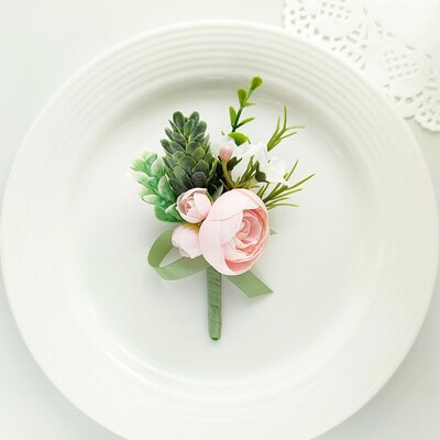 Κορσάζ γάμου και μπουτονιέρες Αξεσουάρ για τον γαμπρό Βραχιόλια παράνυμφων Κορσάζ λουλούδια καρφίτσα τεχνητά τριαντάφυλλα Διακόσμηση χορού