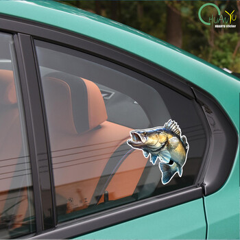 Αυτοκόλλητο από PVC Decal Fishing Big Fish Sea Bass Car Αυτοκόλλητο Αδιάβροχο για φορητό υπολογιστή με πίσω παράθυρο προφυλακτήρα