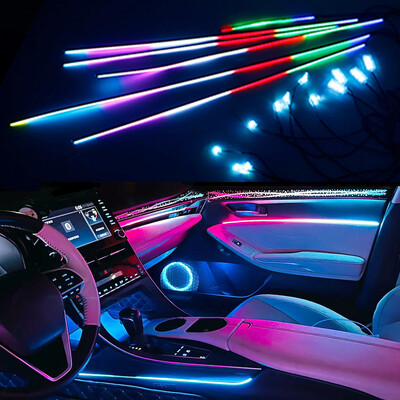 18 az 1-ben LED Symphony Környezeti Fények Autóbelső Full Color Streamer RGB 64 Színes Neon Akril csík Dekorációs Lámpa