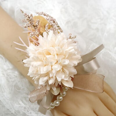 Vintage καφέ τεχνητά λουλούδια μπουτονιέρες γαμπρού Χειροποίητες καρφίτσες με κουμπότρυπα Αξεσουάρ γάμου παράνυμφος