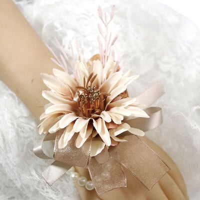 Vintage καφέ τεχνητά λουλούδια μπουτονιέρες γαμπρού Χειροποίητες καρφίτσες με κουμπότρυπα Αξεσουάρ γάμου παράνυμφος