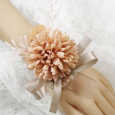 Vintage καφέ τεχνητά λουλούδια μπουτονιέρες γαμπρού Χειροποίητες καρφίτσες με κουμπότρυπα Αξεσουάρ γάμου παράνυμφος