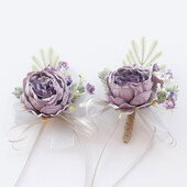Set ruža za vjenčanje na zapešću i boutonniere za mladenku, djeverušu, muškarca, mladoženju, crvenu ružu Vjenčano cvijeće Dodaci Pr