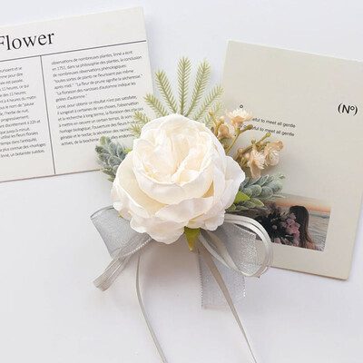 Set ruža za vjenčanje na zapešću i boutonniere za mladenku, djeverušu, muškarca, mladoženju, crvenu ružu Vjenčano cvijeće Dodaci Pr