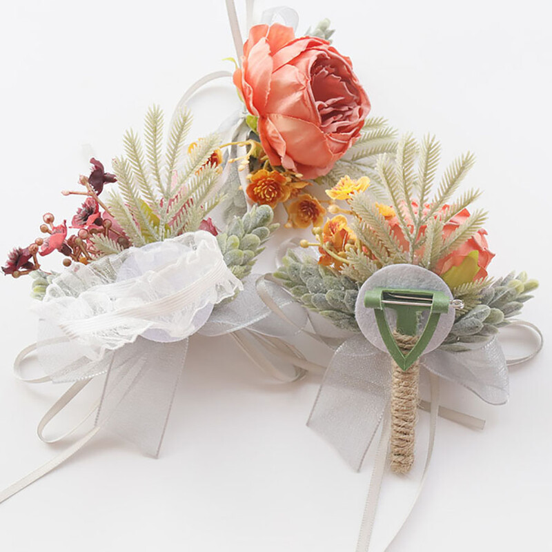Set ruža za vjenčanje na zapešću i boutonniere za mladenku, djeverušu, muškarca, mladoženju, crvenu ružu Vjenčano cvijeće Dodaci Pr