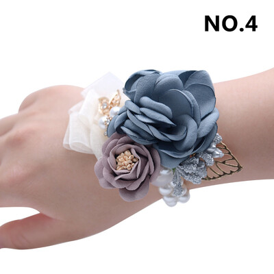 Γυναικεία παράνυμφος καρπός κορσάζ μεταξωτό τριαντάφυλλο καρπού λουλούδια γαμπρός Μπουτονιέρα Κουμπότρυπα Ανδρικά μάρτυρες γάμου Αξεσουάρ γάμου