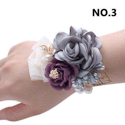 Γυναικεία παράνυμφος καρπός κορσάζ μεταξωτό τριαντάφυλλο καρπού λουλούδια γαμπρός Μπουτονιέρα Κουμπότρυπα Ανδρικά μάρτυρες γάμου Αξεσουάρ γάμου