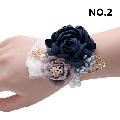 Γυναικεία παράνυμφος καρπός κορσάζ μεταξωτό τριαντάφυλλο καρπού λουλούδια γαμπρός Μπουτονιέρα Κουμπότρυπα Ανδρικά μάρτυρες γάμου Αξεσουάρ γάμου