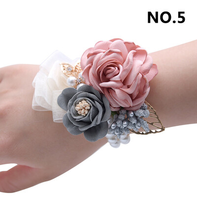 Γυναικεία παράνυμφος καρπός κορσάζ μεταξωτό τριαντάφυλλο καρπού λουλούδια γαμπρός Μπουτονιέρα Κουμπότρυπα Ανδρικά μάρτυρες γάμου Αξεσουάρ γάμου