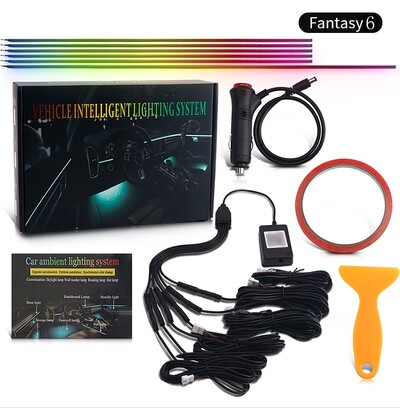 6 az 1-ben 5 az 1-ben 2 az 1-ben Univerzális Symphony autós atmoszféra lámpa 213 színű RGB szivárványos akrilcsík belső dekoráció környezeti fény