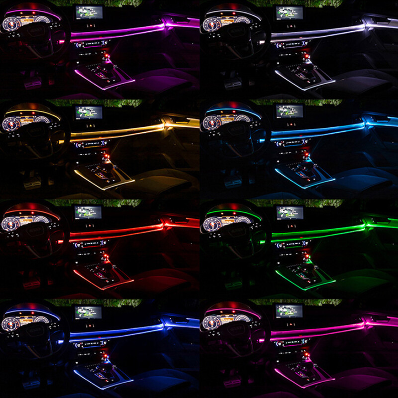 6 u 1 LED interijer automobila Ambijentalna trakasta svjetiljka 8M optička vlakna Atmosfera Neonska rasvjeta Komplet APP Daljinski upravljač Auto ukrasna svjetiljka