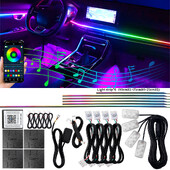 18 u 1 LED simfonijska ambijentalna svjetla Unutrašnjost automobila Puna boja Streamer RGB 64 boje Neonske akrilne trake Dekoracija Atmosferska svjetiljka