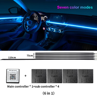 18 u 1 LED simfonijska ambijentalna svjetla Unutrašnjost automobila Puna boja Streamer RGB 64 boje Neonske akrilne trake Dekoracija Atmosferska svjetiljka