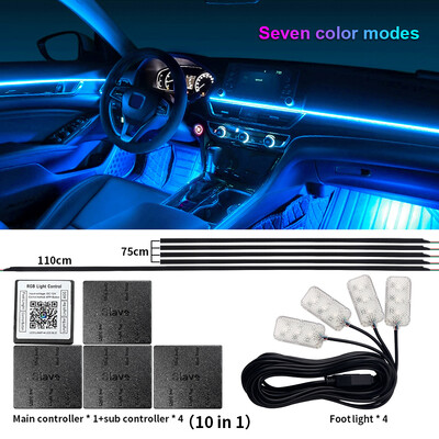 18 u 1 LED simfonijska ambijentalna svjetla Unutrašnjost automobila Puna boja Streamer RGB 64 boje Neonske akrilne trake Dekoracija Atmosferska svjetiljka