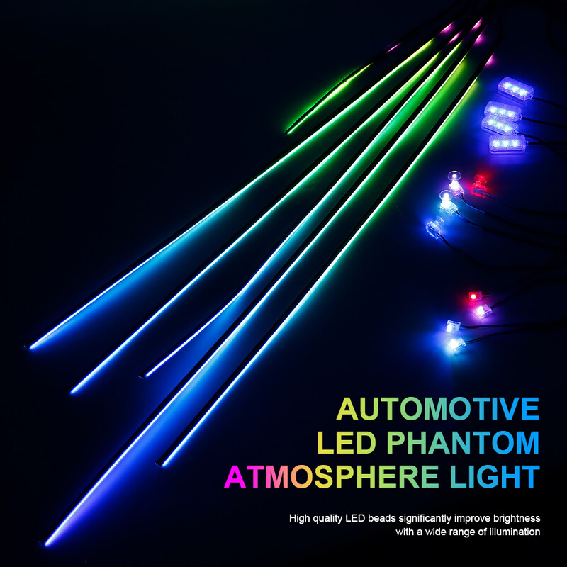 18 u 1 LED simfonijska ambijentalna svjetla Unutrašnjost automobila Puna boja Streamer RGB 64 boje Neonske akrilne trake Dekoracija Atmosferska svjetiljka