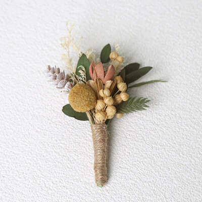Novo osušeno cvijeće Boutonniere Corsage Pin Wedding Banket Boutonniere Buttonrupe Muško vjenčanje Mladoženja Odijelo Corsage Broš