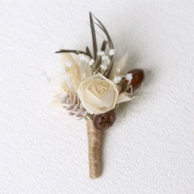 Novo osušeno cvijeće Boutonniere Corsage Pin Wedding Banket Boutonniere Buttonrupe Muško vjenčanje Mladoženja Odijelo Corsage Broš