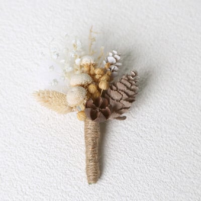 Novo osušeno cvijeće Boutonniere Corsage Pin Wedding Banket Boutonniere Buttonrupe Muško vjenčanje Mladoženja Odijelo Corsage Broš
