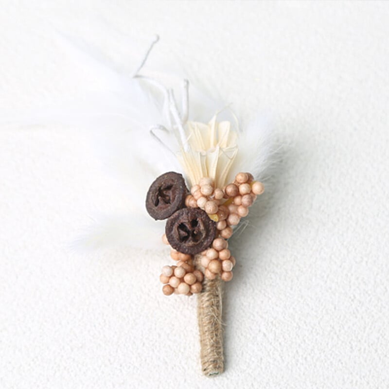 Novo osušeno cvijeće Boutonniere Corsage Pin Wedding Banket Boutonniere Buttonrupe Muško vjenčanje Mladoženja Odijelo Corsage Broš