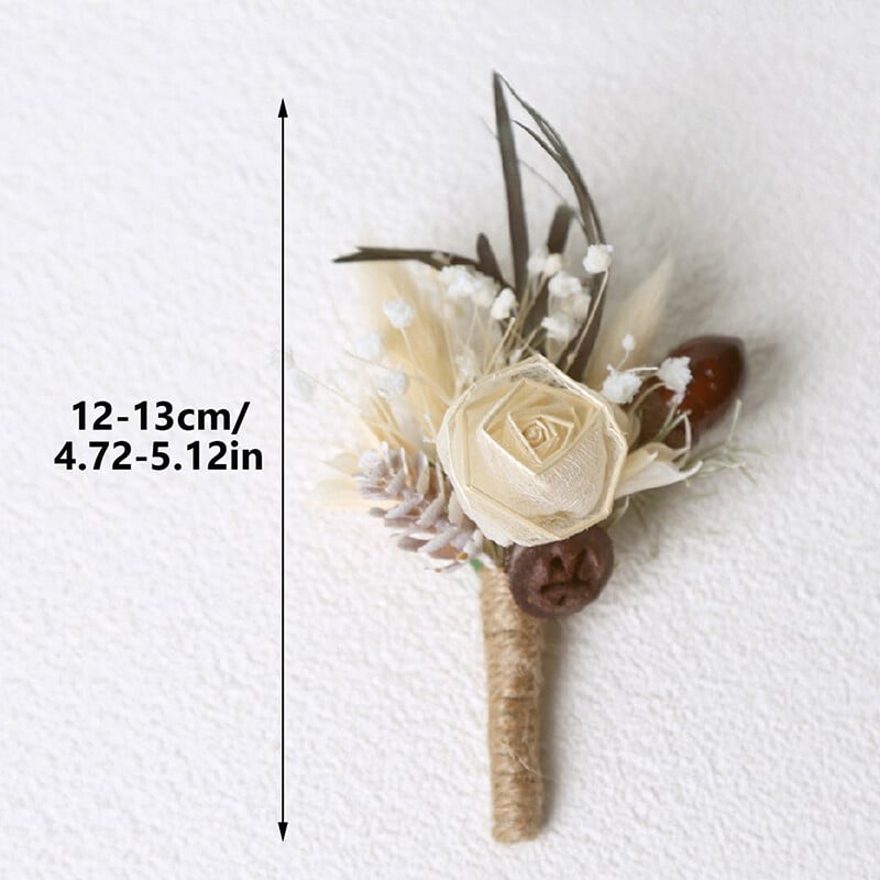 Novo osušeno cvijeće Boutonniere Corsage Pin Wedding Banket Boutonniere Buttonrupe Muško vjenčanje Mladoženja Odijelo Corsage Broš