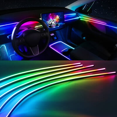 2/5/6 in 1 RGB 213 Color Symphony automobilio aplinkos apšvietimas LED akrilo šviesos juostelės viduje Rainbow Atmpshere lempos juostos programa Bluetooth