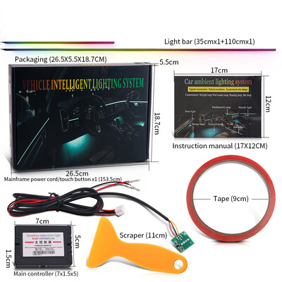 2/5/6 σε 1 RGB 213 Color Symphony Car Ambient Lighting LED Ακρυλική λωρίδα φωτός Εσωτερικό Rainbow Atmpshere Lamp Bar Εφαρμογή Bluetooth