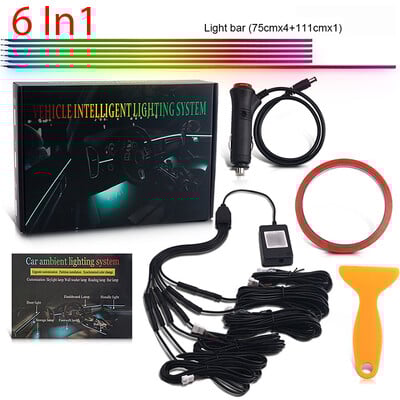 2/5/6 σε 1 RGB 213 Color Symphony Car Ambient Lighting LED Ακρυλική λωρίδα φωτός Εσωτερικό Rainbow Atmpshere Lamp Bar Εφαρμογή Bluetooth