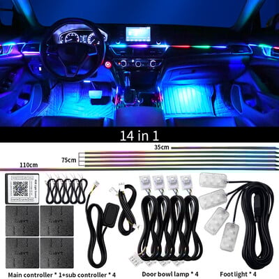 Universal LED Ambient Light Car Interior Symphony FullColor Streamer RGB 64Color Κρυφή Ακρυλική Λωρίδα Διακοσμητικό Φωτιστικό Ατμόσφαιρας