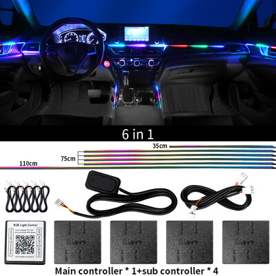 Universal LED Ambient Light Car Interior Symphony FullColor Streamer RGB 64Color Κρυφή Ακρυλική Λωρίδα Διακοσμητικό Φωτιστικό Ατμόσφαιρας