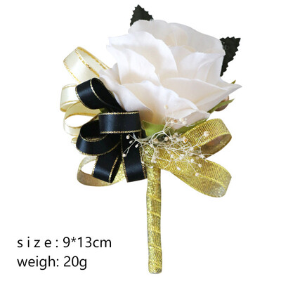 Шампанско Изкуствени цветя Бутониери Корсаж за китка Розова панделка Брачни аксесоари за парти