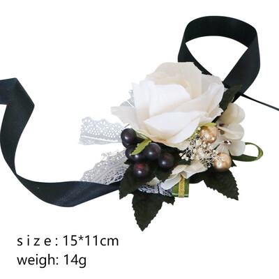 Шампанско Изкуствени цветя Бутониери Корсаж за китка Розова панделка Брачни аксесоари за парти