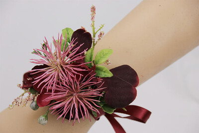 Burgundijos Dirbtiniai Boutonnieres Riešas Korsas groomsmen Botonier Boda hombre Sagės vestuviniai aksesuarai