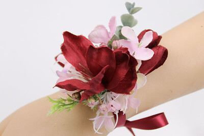 Burgundijos Dirbtiniai Boutonnieres Riešas Korsas groomsmen Botonier Boda hombre Sagės vestuviniai aksesuarai