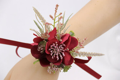 Burgundijos Dirbtiniai Boutonnieres Riešas Korsas groomsmen Botonier Boda hombre Sagės vestuviniai aksesuarai