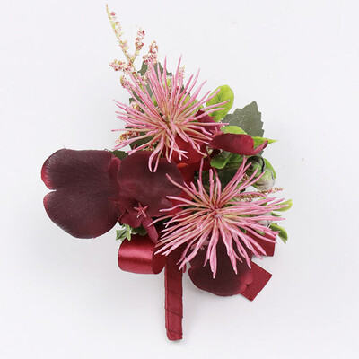 Burgundijos Dirbtiniai Boutonnieres Riešas Korsas groomsmen Botonier Boda hombre Sagės vestuviniai aksesuarai