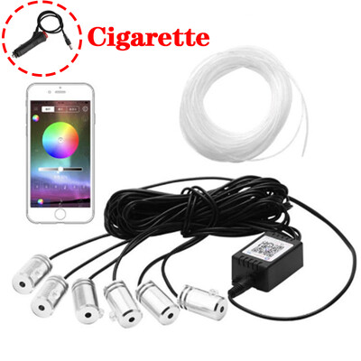 Φώτα εσωτερικής ατμόσφαιρας LED αυτοκινήτου Universal RGB Φωτισμός Περιβάλλοντος Optic Fiber APP Έλεγχος μουσικής Αυτόματη διακοσμητική λάμπα νέον