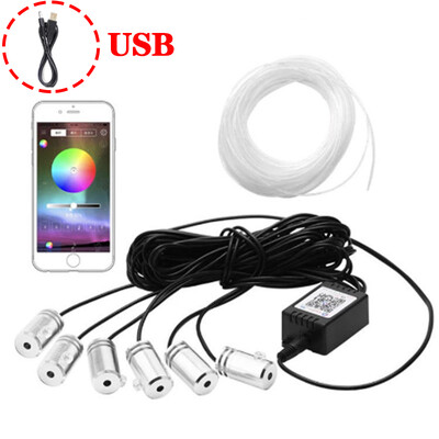 Φώτα εσωτερικής ατμόσφαιρας LED αυτοκινήτου Universal RGB Φωτισμός Περιβάλλοντος Optic Fiber APP Έλεγχος μουσικής Αυτόματη διακοσμητική λάμπα νέον