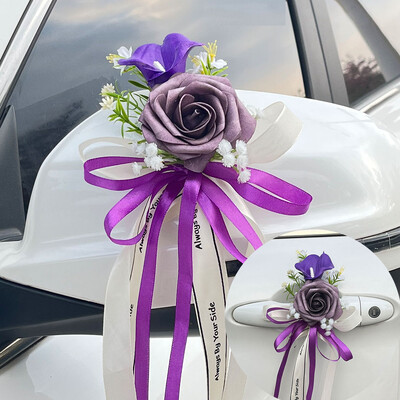 4 τμχ Χριστουγεννιάτικη δημιουργική διακόσμηση αυτοκινήτου γάμου Λουλούδια Λαβές πόρτας Καθρέφτης οπισθοπορείας Διακοσμητικά αξεσουάρ τεχνητού λουλουδιού