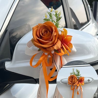 4 τμχ Χριστουγεννιάτικη δημιουργική διακόσμηση αυτοκινήτου γάμου Λουλούδια Λαβές πόρτας Καθρέφτης οπισθοπορείας Διακοσμητικά αξεσουάρ τεχνητού λουλουδιού