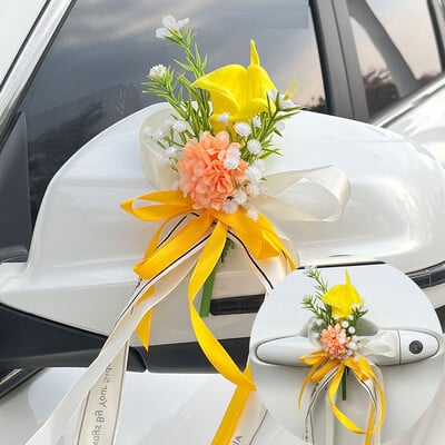 4 τμχ Χριστουγεννιάτικη δημιουργική διακόσμηση αυτοκινήτου γάμου Λουλούδια Λαβές πόρτας Καθρέφτης οπισθοπορείας Διακοσμητικά αξεσουάρ τεχνητού λουλουδιού