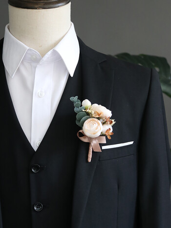 GT Silk Corsages Στολισμός Γάμου Γάμος Τριαντάφυλλο Καρπό Κορσάζ Καρφίτσα Μπουτονιέρα Λουλούδια για Παιώνιες μαργαρίτες Καφέ τόνος